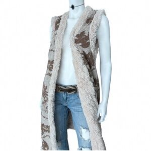 Free People Faux Fur Longline Vest – Cream / Taupe (2010–2012 Boho Luxe Era)